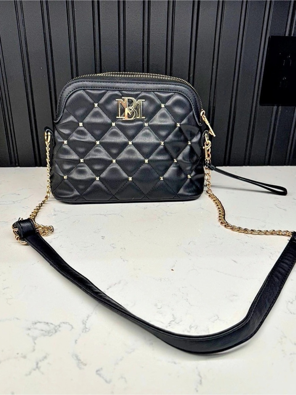Badgley Mischka Quilted Crossbody Bag in Black